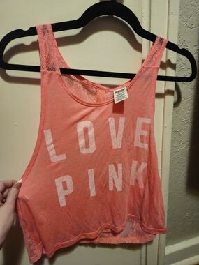 PINK Victoria's Secret Coral Lace-Back Tank Top